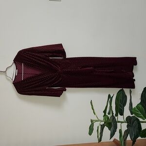 Zara trafaluc velvet burgandy tie front tulip hem midi dress women's medium